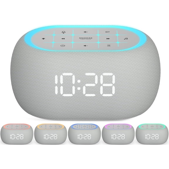 White Noise Sound Machine Alarm Clock with Bluetooth Speaker, 21 Relaxing Sounds, 7 Night Lights,0-100% Dimmer/Sleep Timer/30-Level Volume Control,Sound Machine for Adults Sleeping,Bedroom