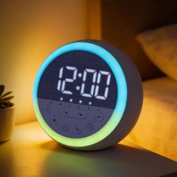White Noise Sound Machine Alarm Clock with Timer, Portable LED USB Night Light Wake Up Sleep Sound Machine 11 Sounds Digital Night Lights Sleep Aid for Adults Bedroom Office Travel Gifts