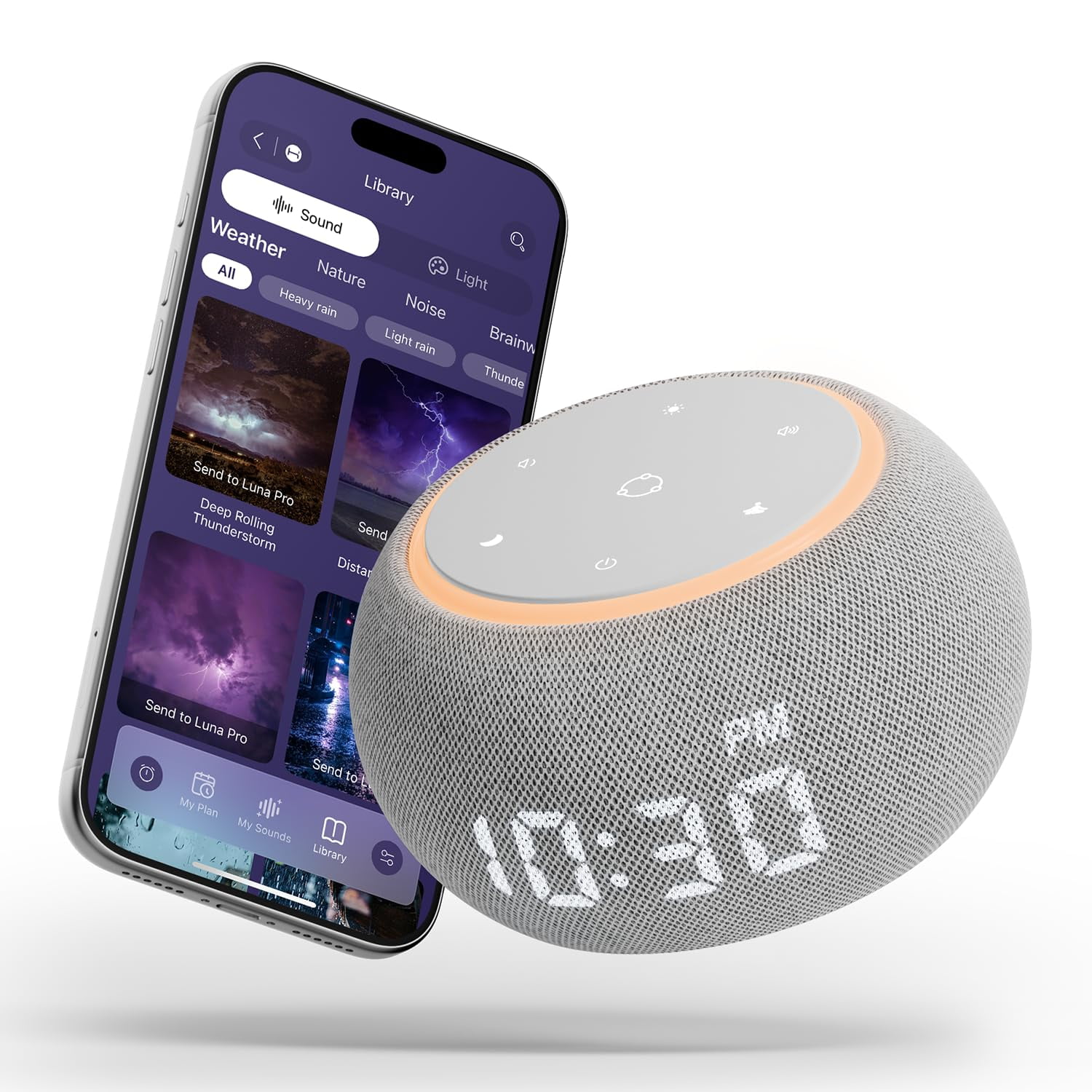 White Noise Sound Machine for Sleep, Dual-Stage Alarm&Snooze, Smart App ...