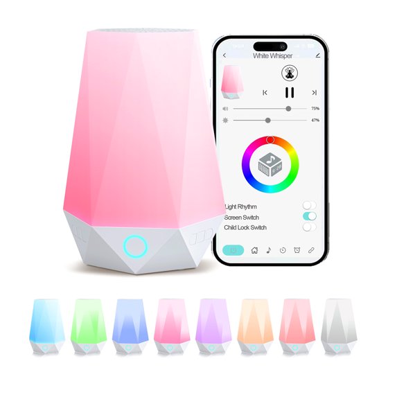 White Noise Sound Machine, Sound Machine for Sleep Camping, 32 Sound, 8 Light, App Remote Control, Bluetooth Support, Digital Display