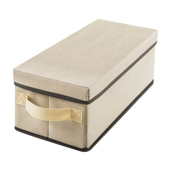 A White Non-Woven Storage Box Foldable Storage with Lids Small Basket with Handles Fabric Storage for Wardrobes Shelves Bedroom Organisation