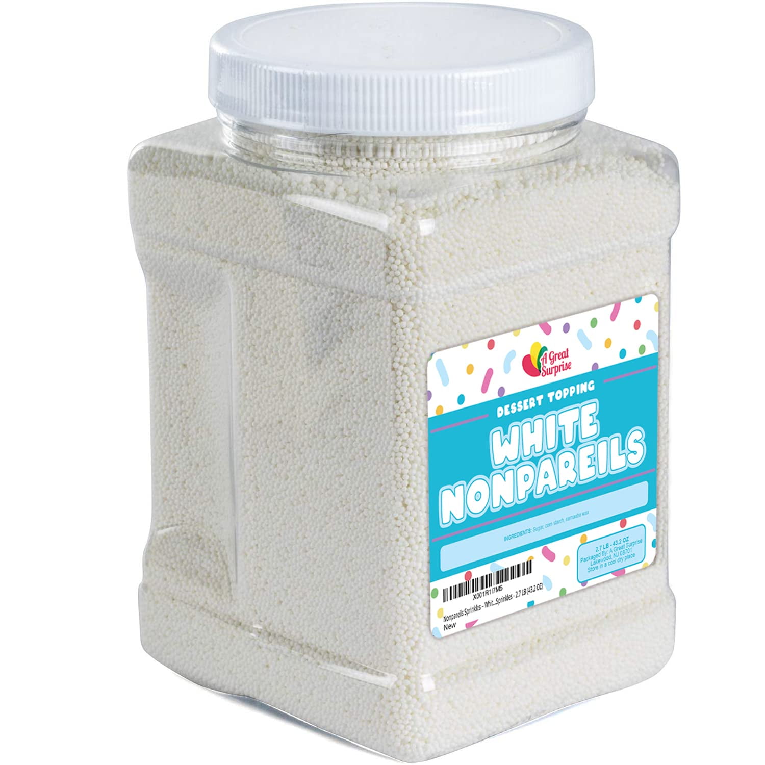 White Nonpareil Sprinkles 2.7 LB Bulk White Christmas Nonpareils Non Pareil Ball Sprinkles