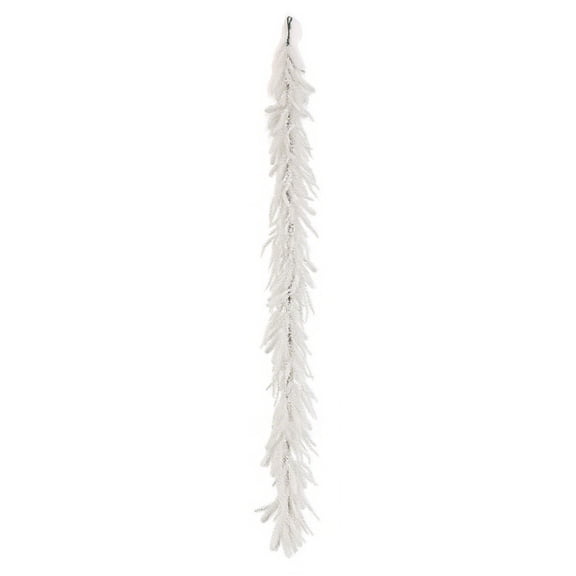 White Norfolk Pine Christmas Garland 6ft/9ft, Artificial Faux PE Leaf Garland for Indoor Outdoor Holiday Decor, Stairs and Fireplace Decoration