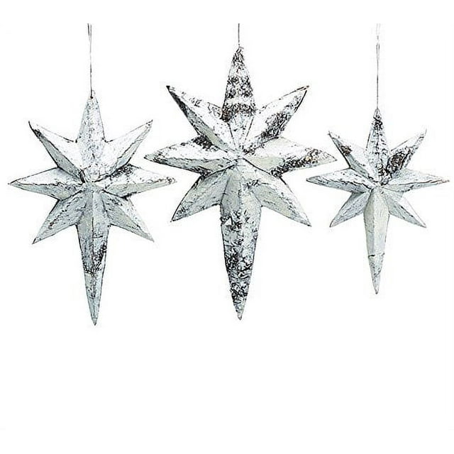White North Star Christmas Tree Ornament Assorted Set of 3 Xmas