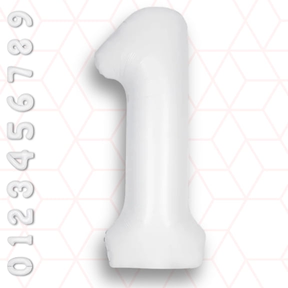 White Number 1 Balloon 32" - Mylar Foil Helium or Air Inflatable Metallic Shiny Balloons for 1st Birthday Party Boys Girls, First Anniversary Banquet