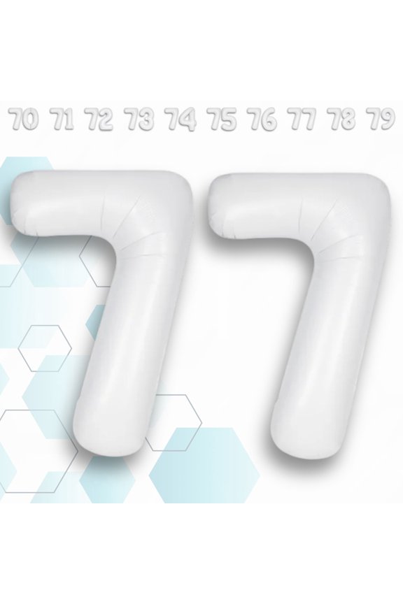 White Number 77 Foil Balloon 32 inch - Helium/Air Fill Mylar Metallic Numeral Balloons for 77th Birthday Party Men & Women, Corporate Event Decor