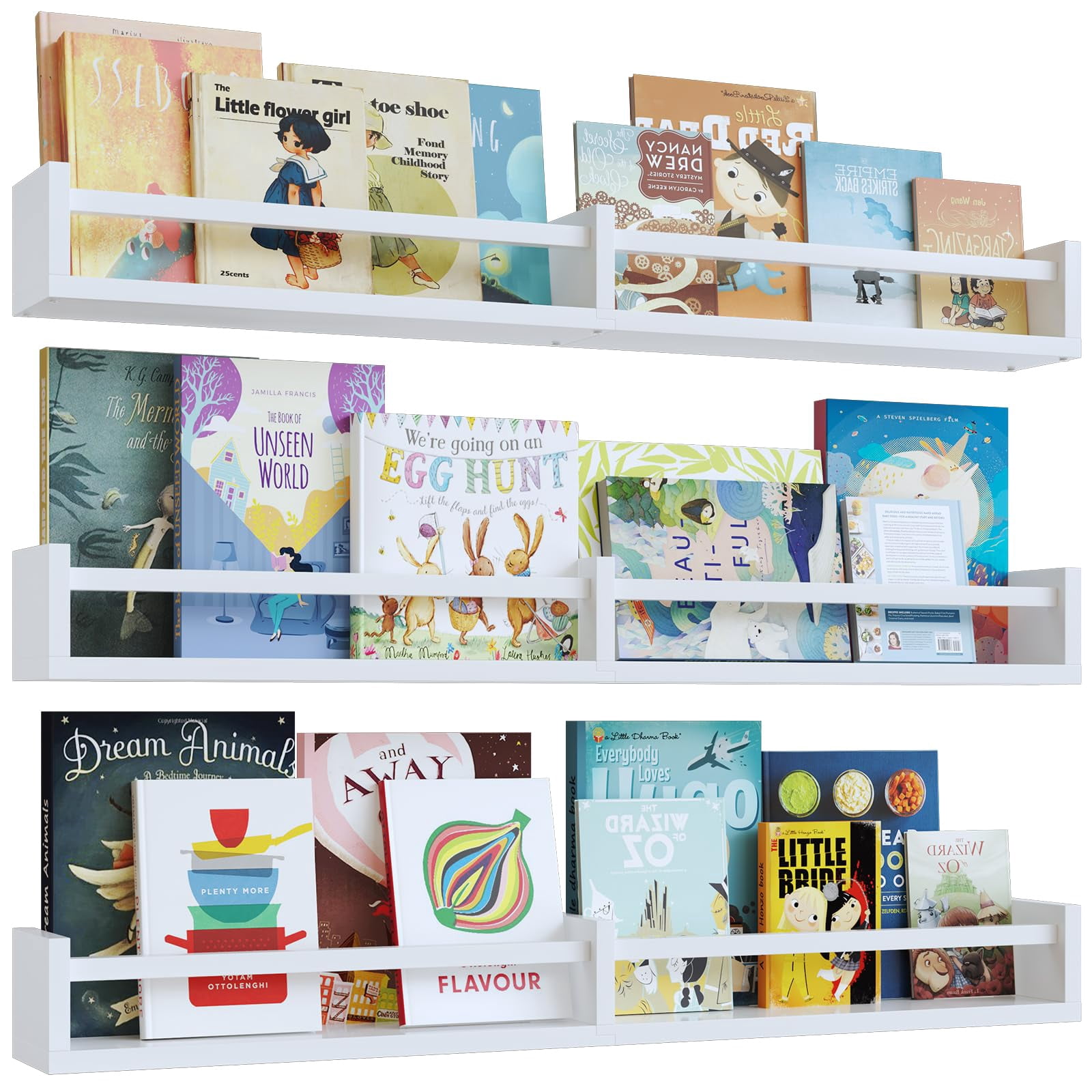 White Nursery Bookshelves,32Inch, Floating Nursery Shelves - Set of 3 ...