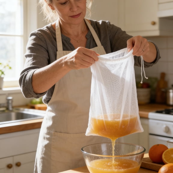 White Nut Milk Bag Reusable Bags For Straining Almond Soy Milk Strainer For Cold Brew Coffee Tea Beer Juice Fine Nylon Mesh Cheese Cloth, Colanders and Food Strainers