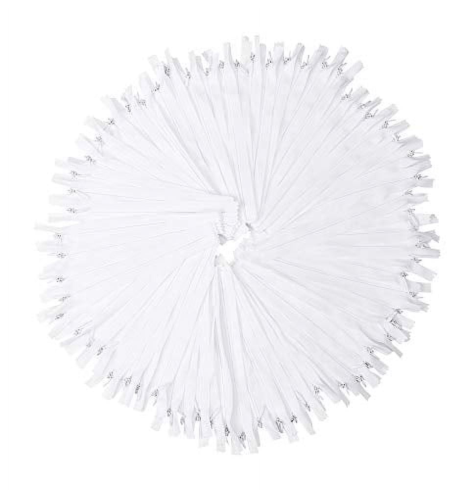 White Nylon Invisible Zipper for Sewing, 7 inch Bulk Hidden Zipper Supplies; by Mandala Crafts