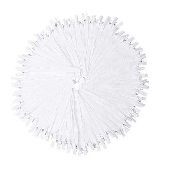 White Nylon Invisible Zipper for Sewing, 28 Inch Bulk Hidden Zipper Supplies; by Mandala Crafts