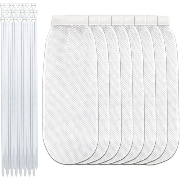 White Nylon Mesh Lint Traps for Washing Machine Hose,Laundry Cleaning Tools,Washing Machine Hose Filter Set,Includes 8 Washing Lint Trap and 32 Cable Ties