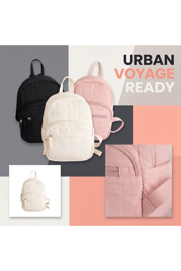 White Nylon School Backpack for Students, 15.35 Inch Laptop Bookbag with Sternum Strap, Lightweight Durable Computer Bag for High Middle School Daily Commute Travel