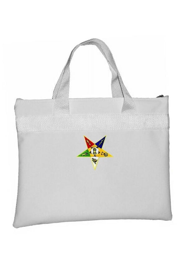 White OES Tote Bag for Order of the Eastern Star - Colorful Classic Cut Out Logo