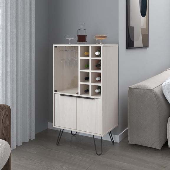 White Oak Bar Cabinet | Multiple Storage Options in Home | High - Grade Engineered Wood | Ensure Wine Collection Order
