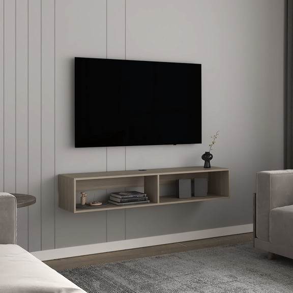 White Oak, Compact Design - Two Shelves for Media - Fits Well in Small Areas / Made from Sustainable Materials