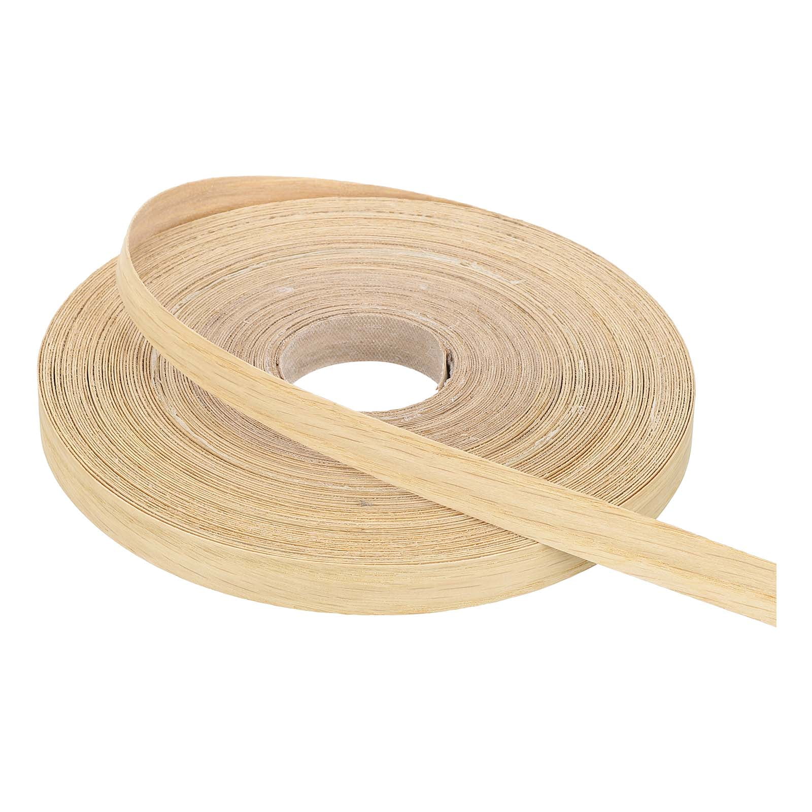 Uxcell Edge Banding, Wood Veneer Tape Pre-glued Flexible Plywood Edge Banding with Hot Melt Adhesive for Furniture White Oak 9/16" x 100 ft
