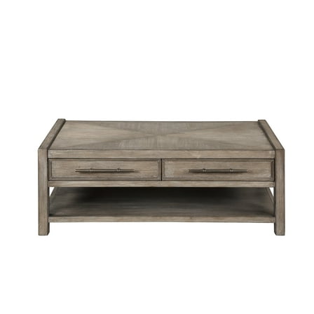 Rectangular Coffee Table With White Oak - No Assembly 50x18 Shelf At Bottom Finish One