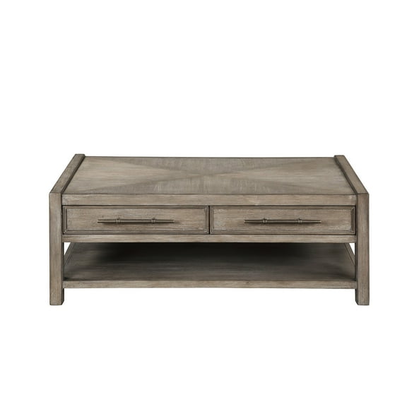 Rectangular Coffee Table With White Oak - No Assembly 50x18 Shelf At Bottom Finish One