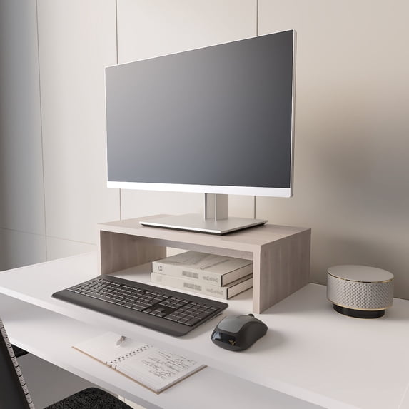 White Oak Monitor Stand with Ergonomic Feature / Works Well in Study Areas