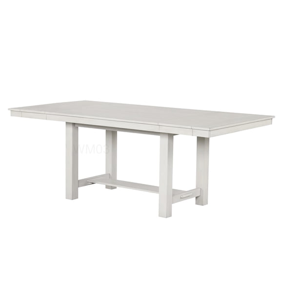 White Oak Trestle Dining Table with Extension Leaf, Rustic Modern Kitchen Dining Room Furniture
