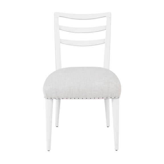 White Ocean Colored Look - Polyester Upholstered Seat Comfort Level - Dining Table Usage Scenario - Set of 2 Ladderback Chairs