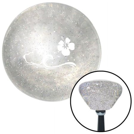 White Ocean Waves Flower Clear Retro Metal Flake Shift Knob with M16 x 1.5 Insert