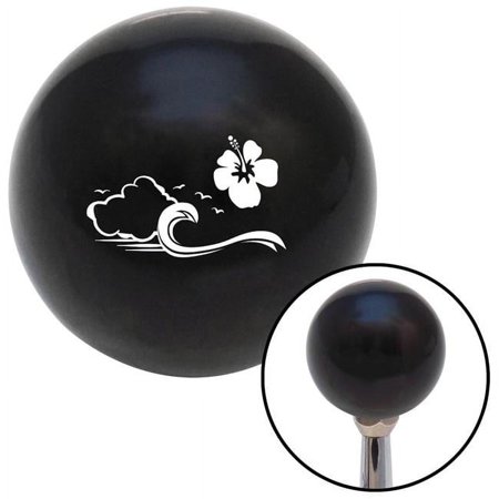 White Ocean Waves with Flower Black Shift Knob with M16 x 1.5 Insert Shifter Auto Brody