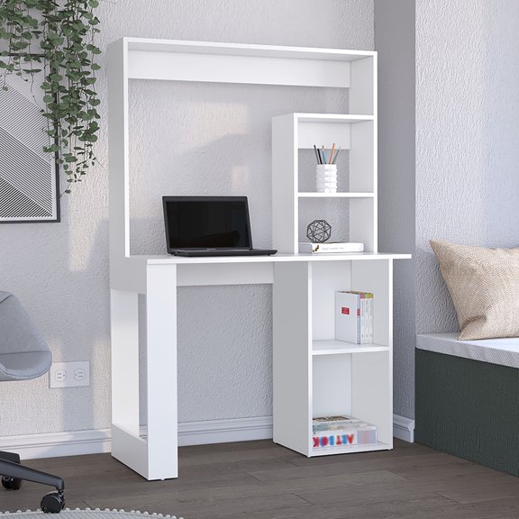 White Office Desk With And Shelf Constancy - Consistent Quality For Your Rectangular Shelves Productive