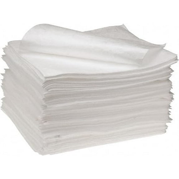 White Oil Sorbent Higher Absorbency Polypropylene Pads: 200 Pack, 17" x 15" Each$$Safety & Emergency