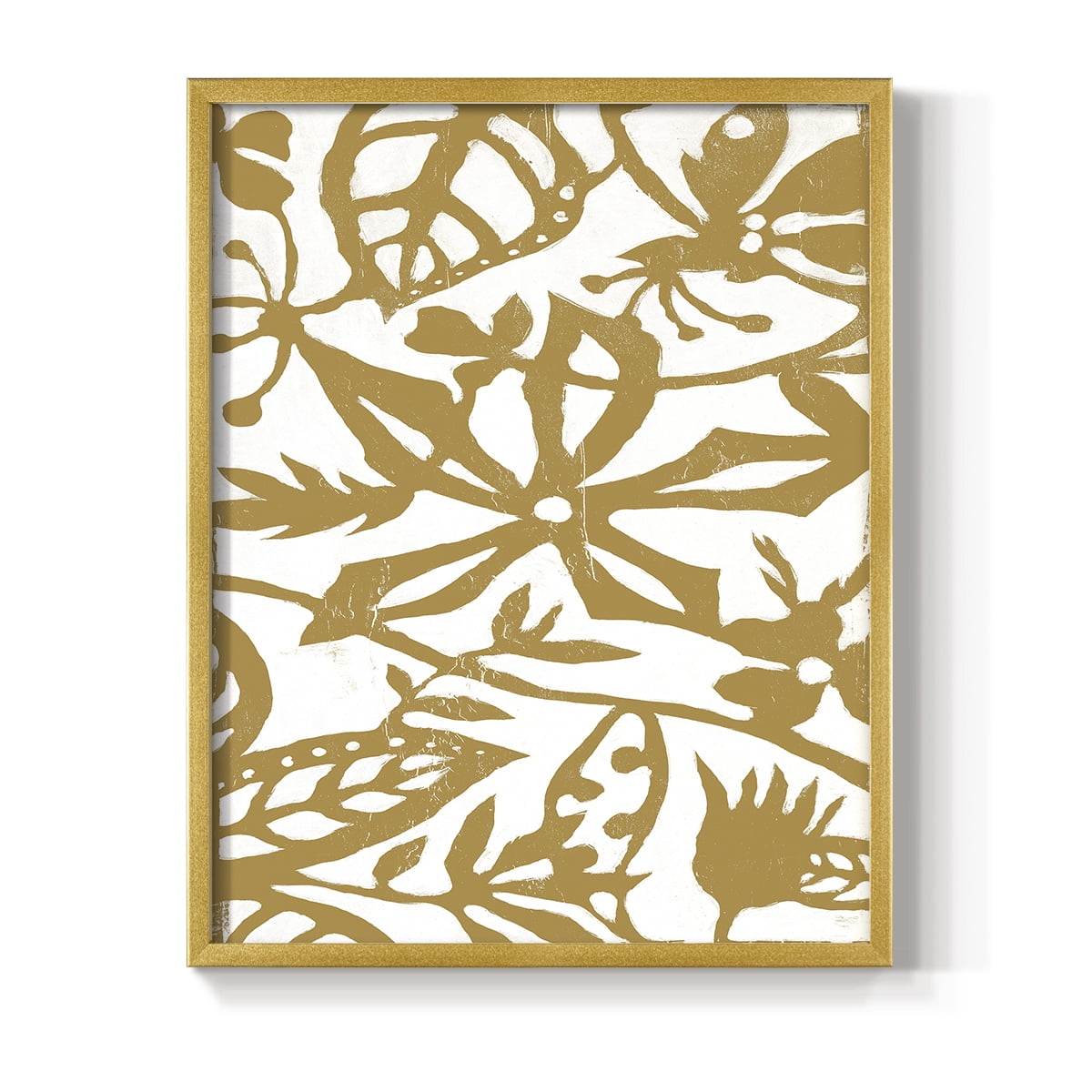 White On White IV V30 Framed Print in Gold Solid Wood 11 x 14 Framed Print