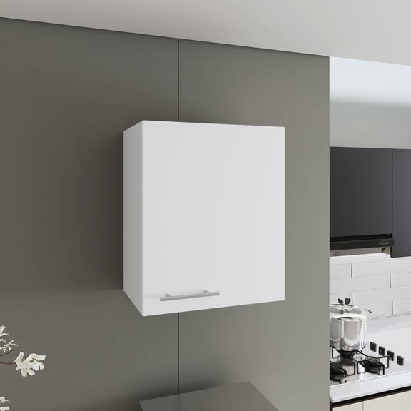 White One-Door Cabinet | Space-Saving in Kitchen, Keep Items Organized