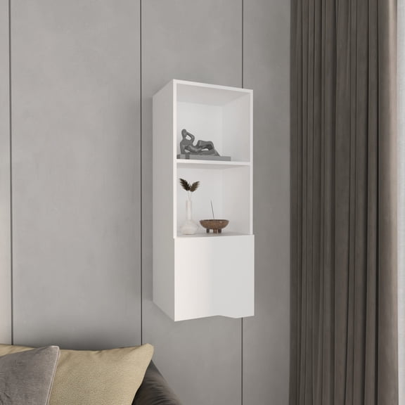 White One-Door Cabinet with Open Shelves | Useful in Garage for Storage | Maximize Space Efficiently