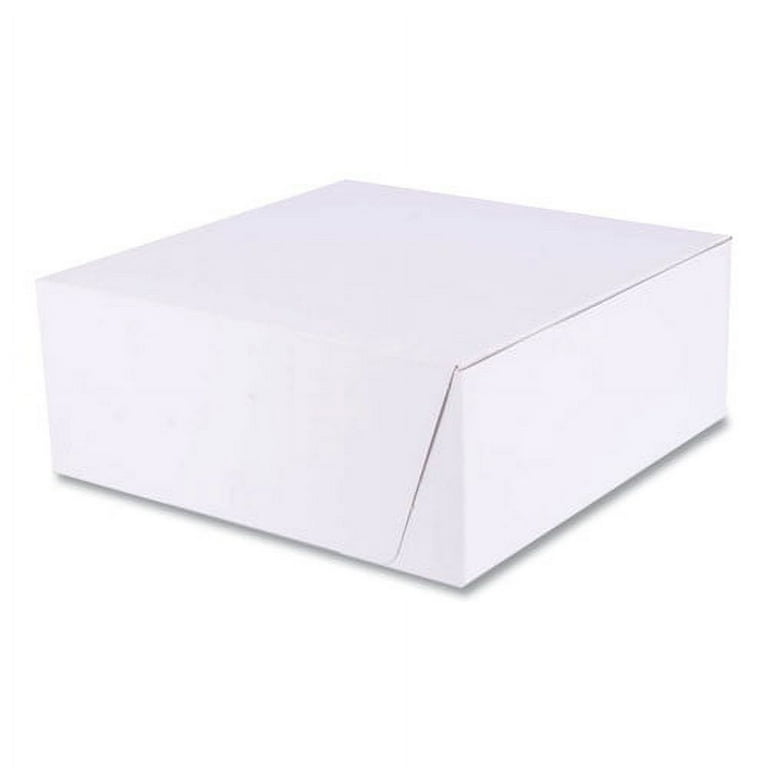 White One-Piece Non-Window Bakery Boxes, 10 x 10 x 4, White, Paper, 100/Carton White One-Piece Non-Window Bakery Boxes, 10 x 10 x 4, White, Paper, 100/Carton