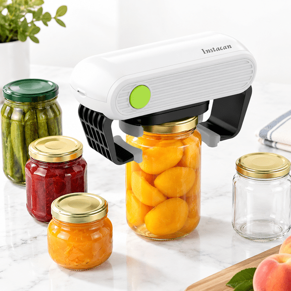 White One-Touch Electric Jar Opener, Automatic Handheld Kitchen Gadget for Weak Hands & Seniors