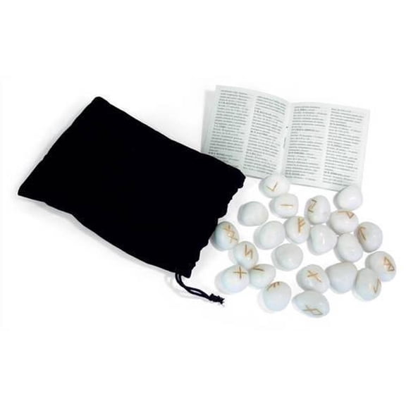 White Onyx Stone Runes Bookshelf Edition