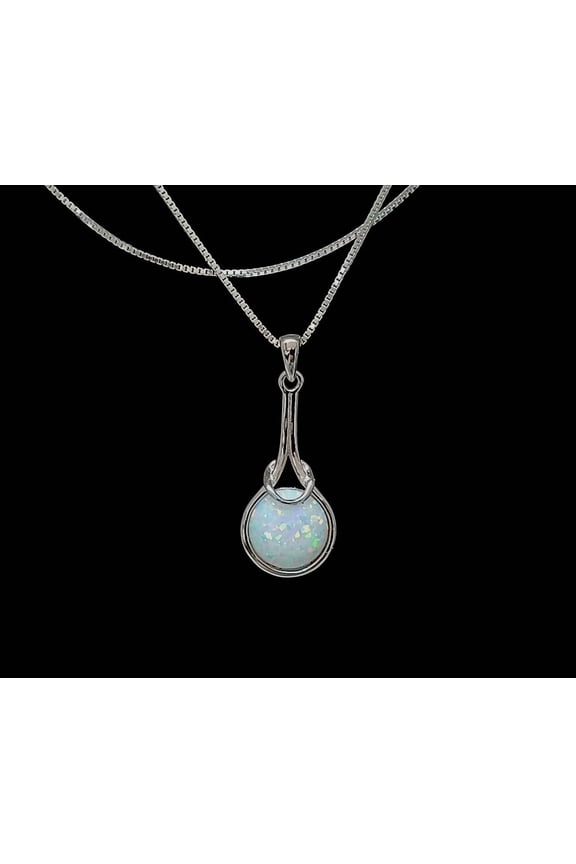 White Opal 10mm Necklace .925 Sterling Silver.