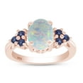 thumbnail image 1 of White Opal & Blue Sapphire In 14k Rose Gold Over Sterling Silver Oval & Round Cut Ring Jewelry For Womens Ring Size-6, 1 of 3