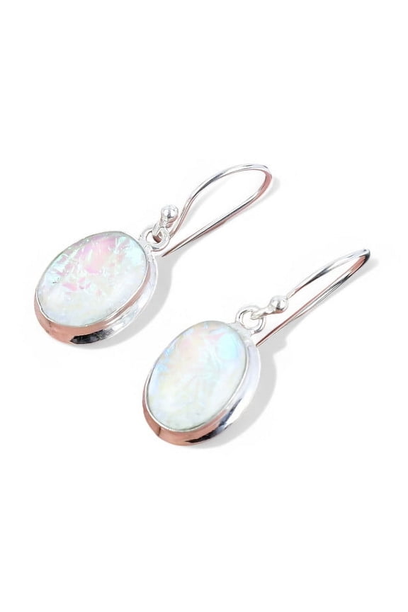 White Opal Cabochon 925 Sterling Silver Handcrafted Earring LiteWeight HandMade Earring Gift for Her Gift For Bridal