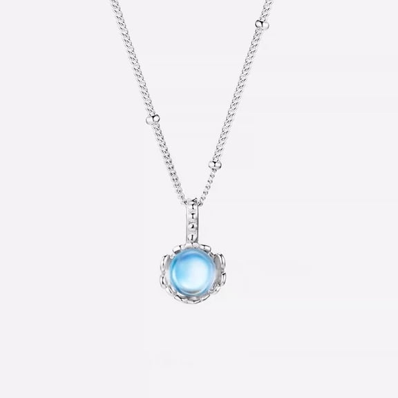White Opal Necklace for Women Dainty Round Gemstone Pendant Necklace Bridal Wedding Jewelry Handmade Vintage Statement Jewelry Gifts for Classy Brides and Women