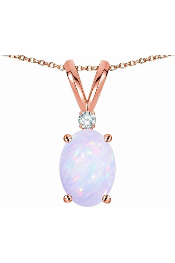White Opal Pendant Necklace for Women in 925 Sterling Silver | Oval Cut Opal | October Birthstone Jewelry Gift