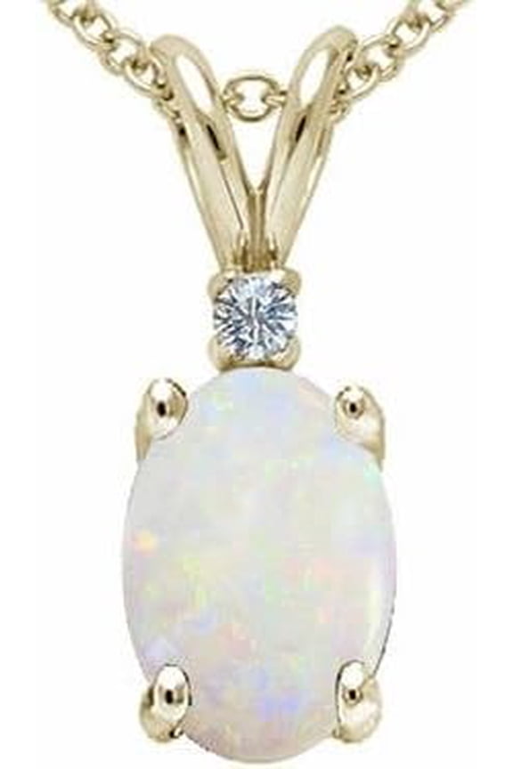 White Opal Pendant Necklace for Women in 925 Sterling Silver | Oval Cut Opal | October Birthstone Jewelry Gift