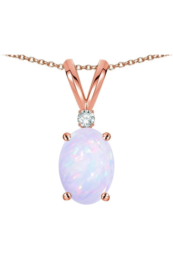 White Opal Pendant Necklace for Women in 925 Sterling Silver | Oval Cut Opal | October Birthstone Jewelry Gift