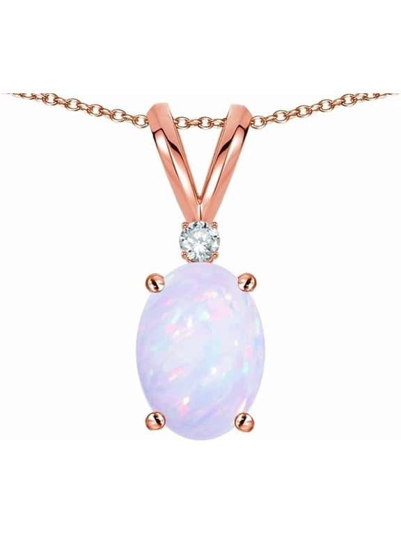 White Opal Pendant Necklace for Women in 925 Sterling Silver/Yellow Gold /Rose Gold Plated | Oval Cut Opal | October Birthstone Jewelry Gift