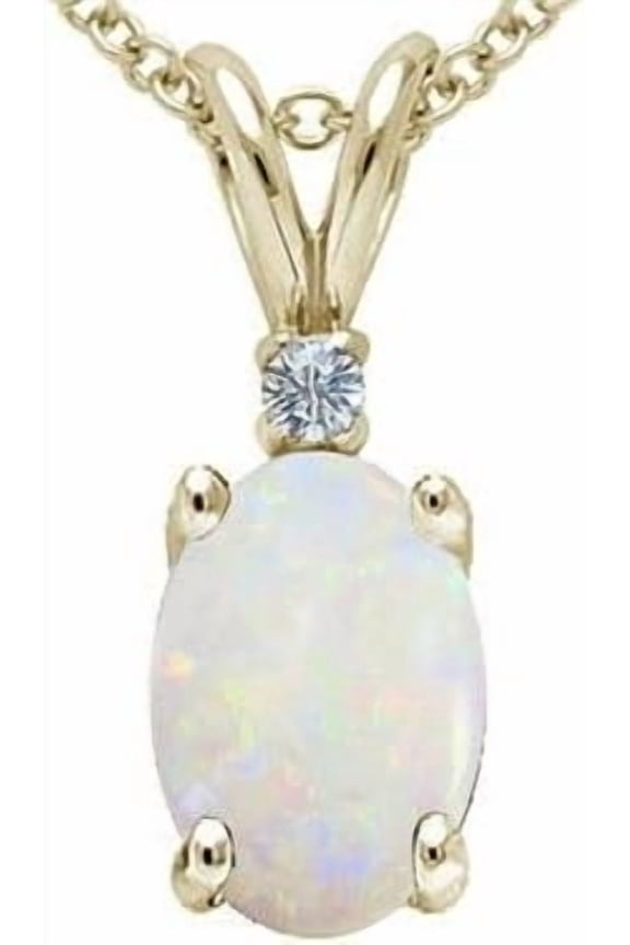 White Opal Pendant Necklace for Women in 925 Sterling Silver/Yellow Gold /Rose Gold Plated | Oval Cut Opal | October Birthstone Jewelry Gift