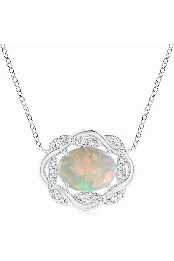 White Opal Pendant Necklace for Women in 925 Sterling Silver/Yellow Gold /Rose Gold Plated | Oval Cut Opal | October Birthstone Jewelry Gift