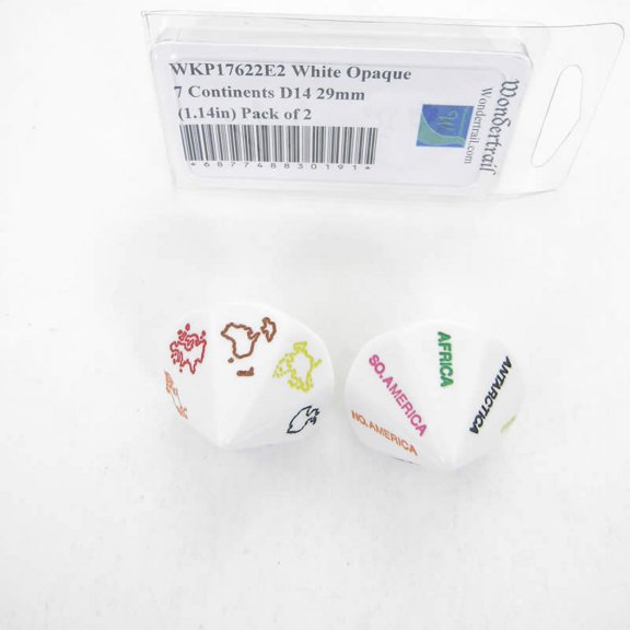 White Opaque 7 Continents D14 29mm (1.14in) Pack of 2 Wondertrail