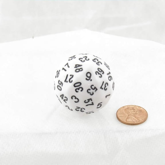 White Opaque Dice with Black Numbers D60 35mm (1.37in) Pack of 1 Koplow Games