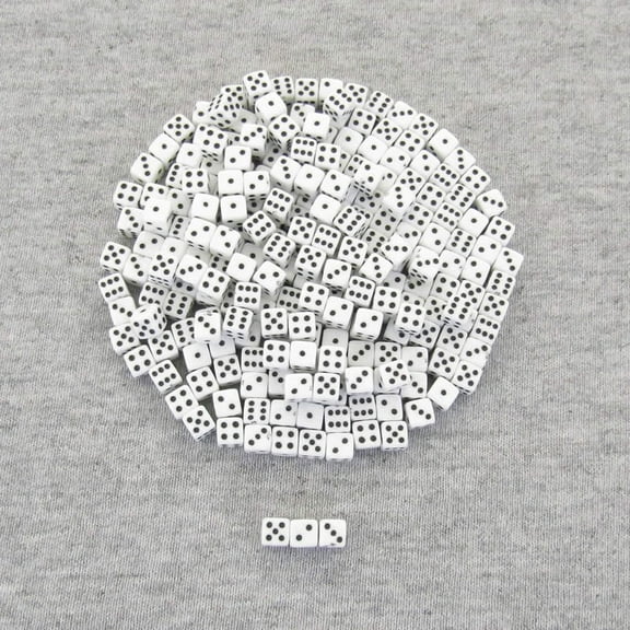 White Opaque Dice with Black Pips D6 5mm (13/64in) Pack of 250 Koplow Games