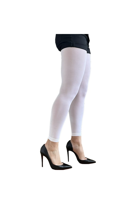 White Opaque Footless Tights for Women