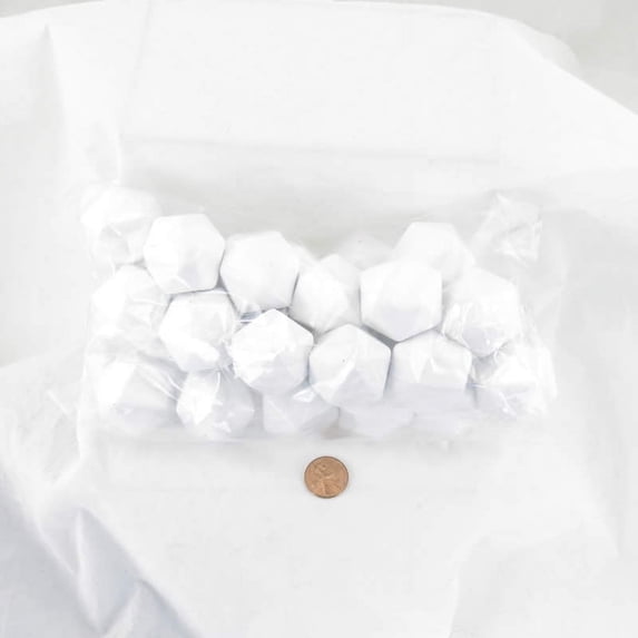 White Opaque Jumbo Blank Dice D20 31mm (1.25in) Pack of 25 Wondertrail